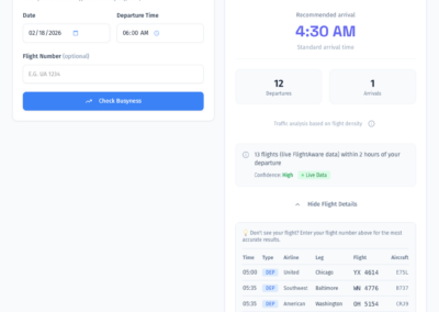 Travelers flying can now quickly understand how busy their airport will be at a given time based on the number of departures and arrivals within their flight window